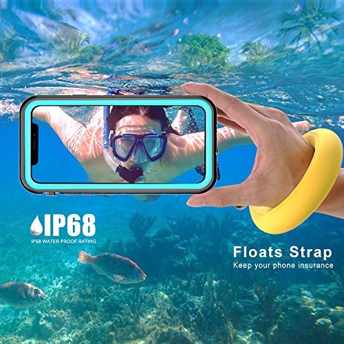 Funda Impermeable iPhone XS iPhone X, IP68 Waterproof Outdoor Delgado Cover a prueba de choques Anti-rasguños Full Body con Protector de Pantalla Impermeable Funda para iPhone XS X(White With Strap)