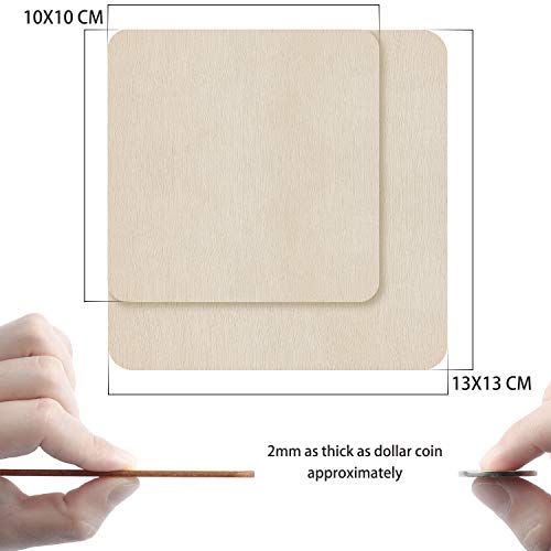 Fuyit 60 Piezas de Cuadrados de Madera sin Terminar - 30 Piezas de 4 '' x 4 '' y 30 Piezas de Recortes de Madera en Blanco de 5 '' x 5 '' para Posavasos, Pirograbador, Pintura y Decoraciones