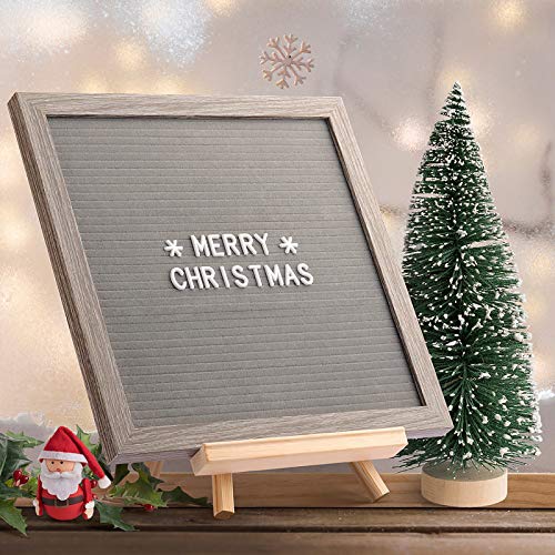 Fuyit Fieltro Letter Board 30x30 cm,Letter Board Retro Gris, 600 Caracteres Blanco Dorado Negro,Emoji y Palabras y símbolos cursivos,Soporte Triangular y Bolsa,Marcos de Fotos Antiguos