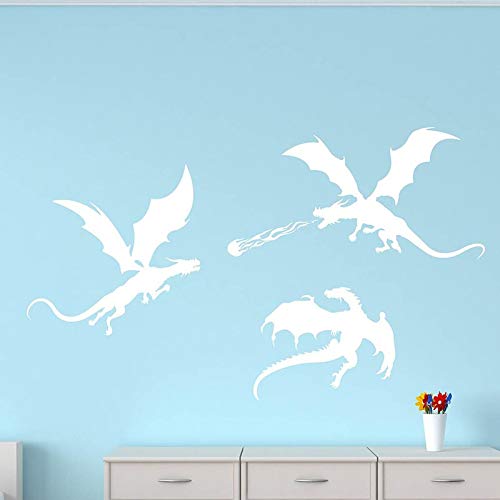 FXBSZ pegatinas de pared de silueta de dinosaurio personalizables pegatinas de vinilo decoración sala de juegos para niños dormitorio infantil extraíble gris 90 cm x 54 cm
