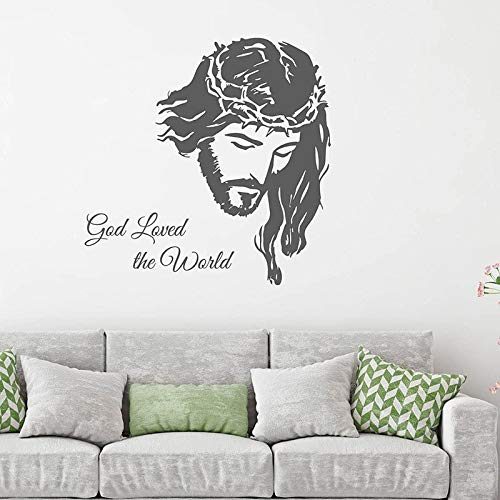 FXBSZ Personalizable Jesús imagen pegatinas de pared sala de estar dormitorio decoración pegatinas moda vinilo pegatinas decoración del hogar gris 70 cm x 70 cm
