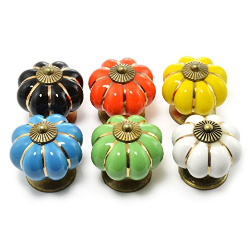Ganzoo - Tiradores para muebles con corona de porcelana, con adornos dorados, diseño vintage (juego disponible en muchos colores diferentes), Azul