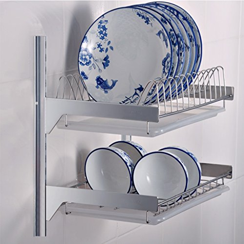 GAOYANG Lavavajillas De Cocina Estante para Platos Sin Perforaciones Montado En La Pared Rejilla De Drenaje De Acero Inoxidable Cocina Colgante Escurreplatos Bandeja De Almacenamiento