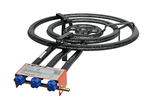 Garcima 76070 Hornillo paellero Gas Plano l-70 3 Fuegos, Negro, 71x99x13.6 cm