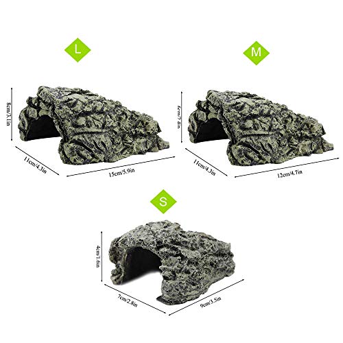Garosa Cueva De Piedra Refugio Casa Escondida De Tortugas para Reptil Tortuga Rana Zoológico Adorno Decoración Ornamento(S)