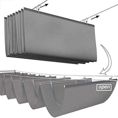 GDMING Retráctil Vela De Sombra Ola caída Techo Ola Pabellón Durable Protector Solar Permeable Tela para Al Aire Libre Toldo Terraza Cafetería 165gsm HDPE, 35 Tamaños (Color : Gray, Size : 0.8X5M)