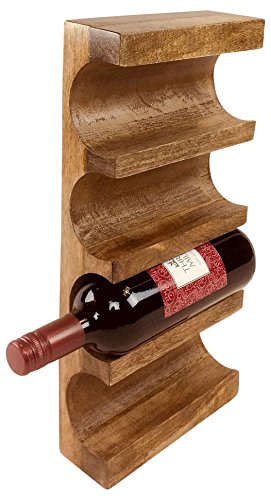 Geko - Estante de Pared para Vino, Madera, Color marrón, Talla única