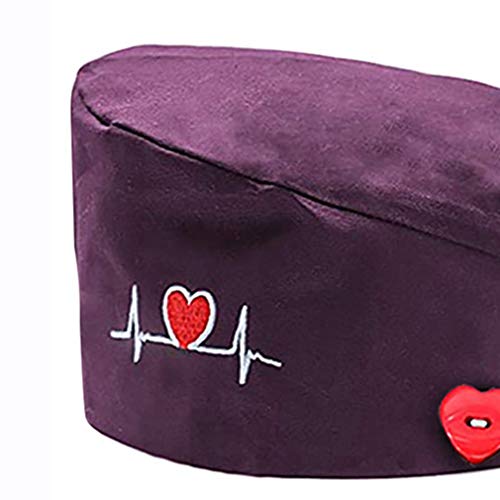 GEMVIE Gorro Quirúrgico Algodón Unisex Estampado con Corazón Reutilizable Ajustable Gorro de Trabajo,Color 6