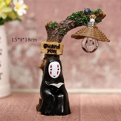 GENGJ Spirited Away Sin Rostro Hombre Noche Luz Chi en Chihiro Mesa Lámpara de Escritorio Miyazaki Hayao Anime Kaonashi Regalo para niños Juguete para niños Decoración para el hogar Artesanía