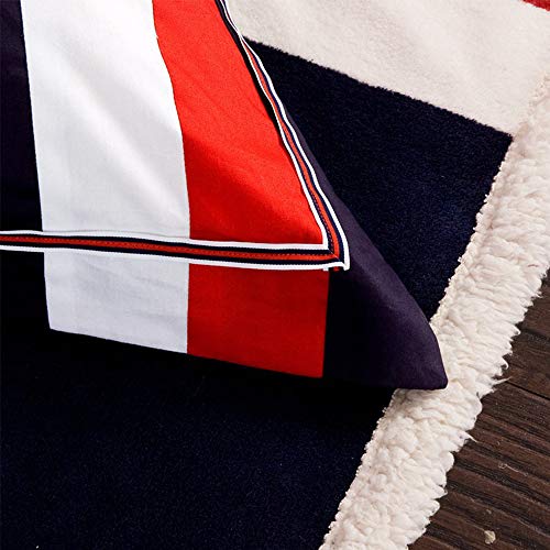 GFYL Juego de Funda nórdica navideña Algodón Arroz Bandera Bandera Viento Europeo y Americano Decorativo Azul Marino Rojo Union Jack Juego de Cama Impreso,G,220 * 240cm(87 * 95inch)