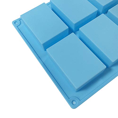 GiantGo 3 paquetes de moldes de pastel de silicona, Bandejas de jabón artesanal de bricolaje, 6 cavidades, azul, rosa, morado, para hornear para hacer chocolate, pasteles, gelatinas y mousse