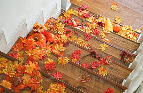 GiBot 400 piezas de hojas de arce artificiales de colores surtidos, otoño, arte de arce, decoración para Halloween, día de Acción de Gracias, bodas, hogar, interior y exterior, 4 colores