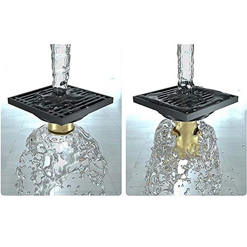 GL-bathroom Desagüe del Piso Negro [Uso Dual] Desodorante baño de Cobre Inodoro baño alcantarillado Invisible Cubierta de desagüe Cuarto de Ducha Lavadora (tamaño: 10X10cm)