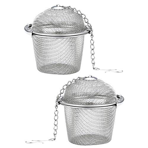 Gobesty Bola de colador de té para té suelto, 2 piezas Colador de infusor de bola de té de acero inoxidable, Infusor de bola de té, Colador de té con cadena para té suelto