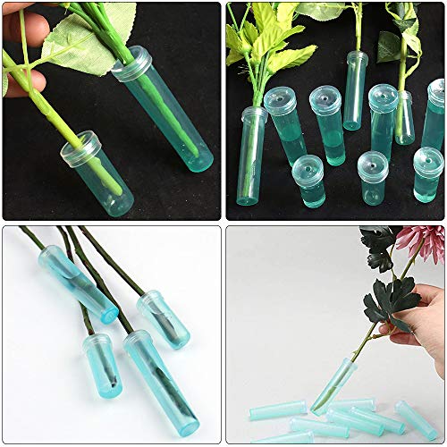 Gobesty Tubos de Agua Florales, 100 Pcs Tubos de Flores para Agua, Frascos de Flores con Tapas, Tubos de Flores para arreglos Florales, Recipiente de Agua de Tubo de Flores (7 cm de Longitud)