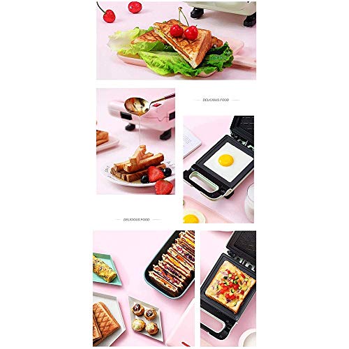 Gofrera sandwichera 600W profundo de relleno antiadherente waffle cafetera frío al tacto manijas-Encendido/Listo Luces indicadoras fáciles de acero y terminar de limpiar Rosa-inoxidable