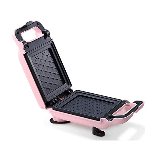 Gofrera sandwichera 600W profundo de relleno antiadherente waffle cafetera frío al tacto manijas-Encendido/Listo Luces indicadoras fáciles de acero y terminar de limpiar Rosa-inoxidable