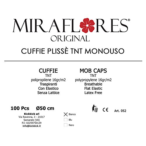 Gorros Desechables Blancos Plisados - TNT 100 Piezas - Cubierta de Cabeza y Pelo - Para Centros de Belleza, Centros de Bienestar, SPA, Centros Médicos, Hogares de Ancianos, Restaurantes
