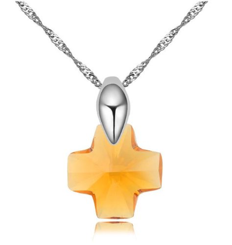 GoSparking Naranja Cristal del oro blanco 18K plateó el collar pendiente cruzado de la aleación con el cristal austríaco para las mujeres