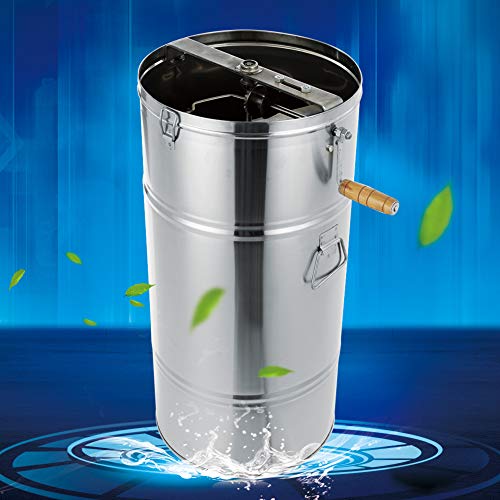 GOTOTOP 25 * 45CM Acero Inoxidable Manual 2 Marcos Extractor de Miel de Abeja Centrífuga de Miel para Apicultor