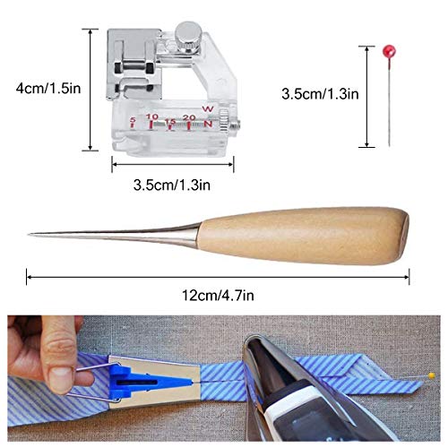 gracosy fabricantes de cinta de bies Bias Tape Maker 4 tamaños 6mm 12mm 18mm 25mm coser acolchados herramientas DIY soltero/doble doblez