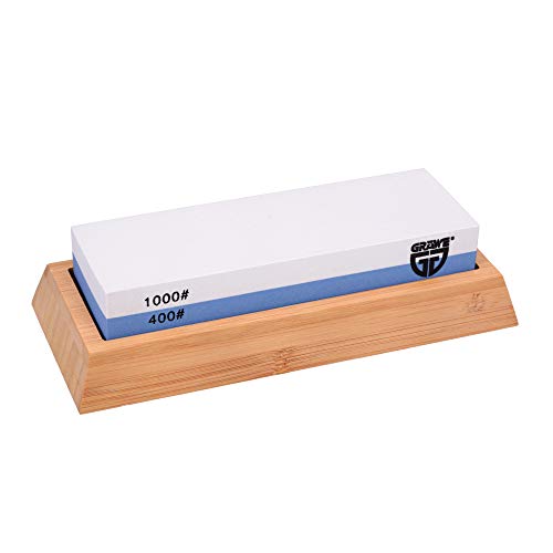 GRÄWE – Piedra de afilar (granulado 1000/400 Twinstar Grano con Soporte Hecho de bambú