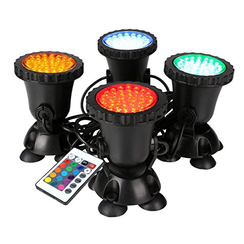 GreenSun Focos de interperie sumergibles, 4 in 1 RGB Focos de exterior para estanques, Focos de exterior de jardín para Estanque, Jardín