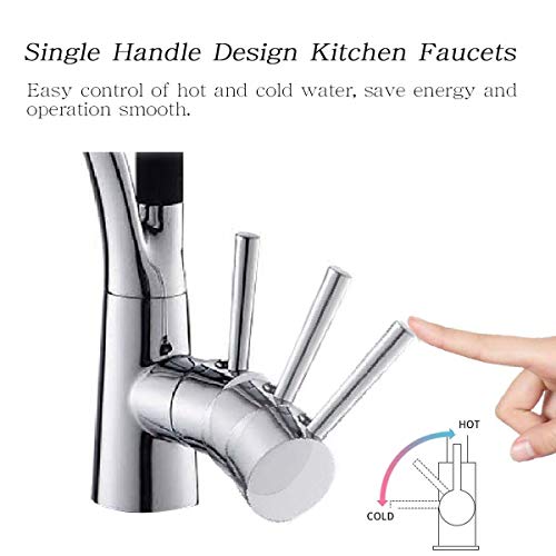 Grifo Cocina, Silicona de Grado Alimenticio 360° Flexible Rotación Grifo Mezclador con 2 Modos Extraíble Rociador, Grifo Mezclador para Agua Fría y Caliente, Latón Cromado Grifos Fregadero.