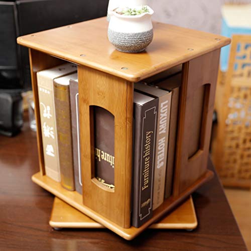 GSHWJS Sencillo Escritorio Giratorio Estante Marco de Escritorio Soporte for niños Puerta de Madera de bambú Decoración de la Pared Dormitorio Librería 33x33x39cm Estante para Libros