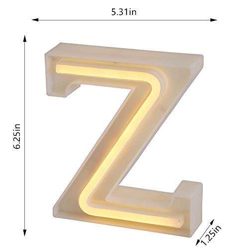 GUOCHENG - Luces LED de neón para letras de alfabeto, luz de letra, batería y USB Power Marquee, luces de neón para Navidad, boda, decoración de fiestas en el hogar Z