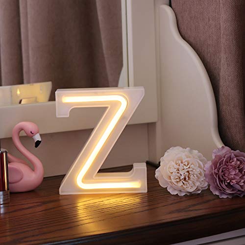 GUOCHENG - Luces LED de neón para letras de alfabeto, luz de letra, batería y USB Power Marquee, luces de neón para Navidad, boda, decoración de fiestas en el hogar Z
