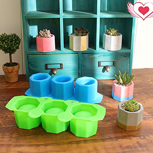 Gurxi 2 Piezas Moldes de Silicona para Macetas para Manualidades Moldes Plantas Suculentas Macetero para Manualidades Velas Hacer Pasteles Pizza Gelatina Microondas y Molde para Congelador(Verde Azul)