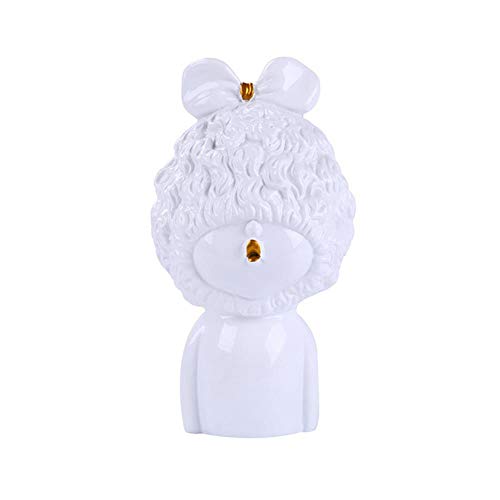 GYJZZW Escultura Estatua Adornos Regalos Figuras De Niña De Resina Rizada De Oro Moderna Simple Personalidad Moderna Y Creativa Sala De Estar Decoración del Hogar R1030, Blanco Cremoso