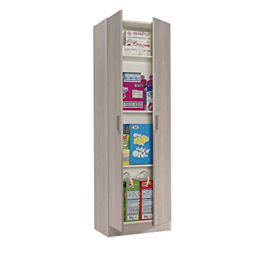Habitdesign 007144R- Armario 2 Puertas Multiusos, Armario Auxiliar, Color Roble, Medidas: 58,5 cm (Largo) x 180 cm (Alto) x 37 cm (Fondo)