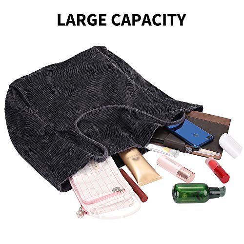 HALOViE Bolso de Hombro para Mujer Chica Bandolera Bolsa de Pana Gran Capacidad Retro Casual Moda Bolsos de Compras Trabajo Escuela Playa Viaje