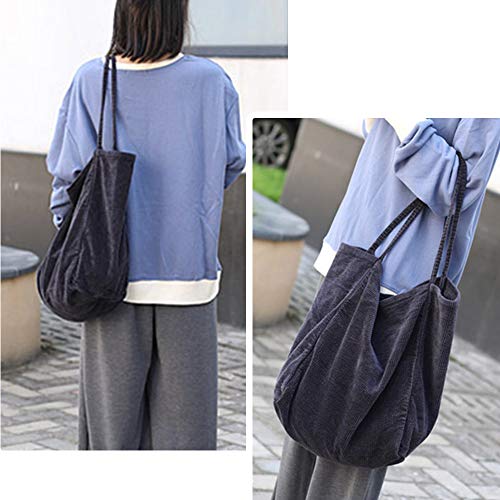 HALOViE Bolso de Hombro para Mujer Chica Bandolera Bolsa de Pana Gran Capacidad Retro Casual Moda Bolsos de Compras Trabajo Escuela Playa Viaje