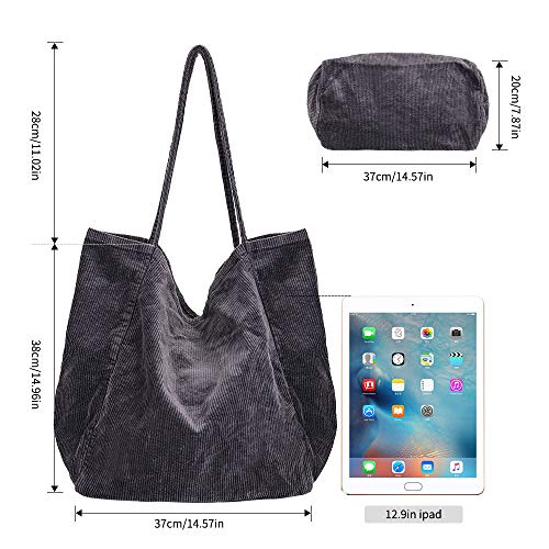 HALOViE Bolso de Hombro para Mujer Chica Bandolera Bolsa de Pana Gran Capacidad Retro Casual Moda Bolsos de Compras Trabajo Escuela Playa Viaje