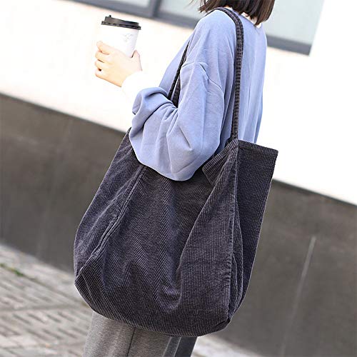HALOViE Bolso de Hombro para Mujer Chica Bandolera Bolsa de Pana Gran Capacidad Retro Casual Moda Bolsos de Compras Trabajo Escuela Playa Viaje