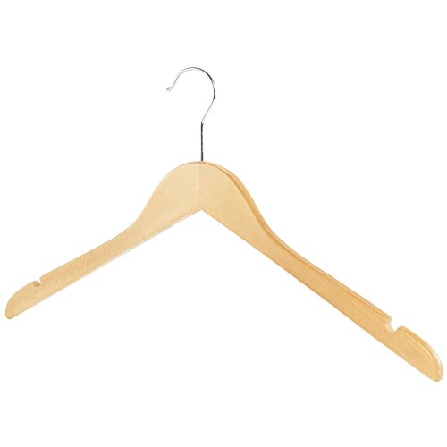 Hangerworld Juego de 20 Perchas de Madera con Falda, Trabillas para Pantalones Gancho de Metal: 44 cm de Ancho, Natural