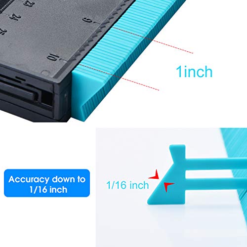 Hangrui Medidor de Contornos, 10"/250MM Herramienta de Medición de Perfil Irregular, Medidor Contornos para la medición precisa de baldosas en madera laminada Marcado (verde)