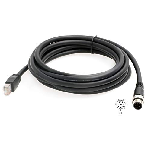 HangTon M12 8P Cable de alimentación Ethernet RJ45 con código A, para maquinaria industrial, cable de red resistente al agua
