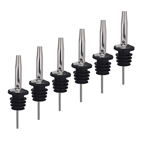 haobase 6pcs Classic de acero inoxidable botella de licor vertedor velocidad de forma cónica con boquilla