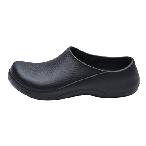 Haobing Unisex Zapatos de Trabajo para Restaurante Calzado de Seguridad para Cocineros Antideslizante Zapato Chef (Negro#3, 44 EU)