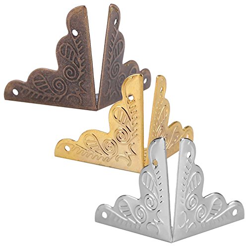 Haofy 12 Piezas Protector de Esquina de Metal en Forma de Triángulo para Decorativo de Caja Protector de Cubierta (Bronce)