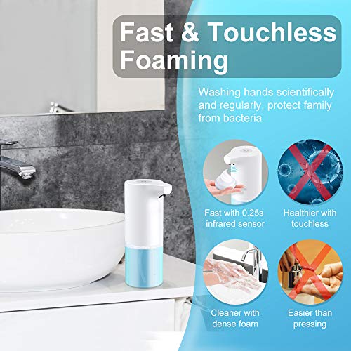 HAPAW Dispensador jabon automático, 350ml Dispensador Jabon Automático Sensor Sin Contacto con Impermeable IPX4, Recargable Dosificador Jabon Espuma para Cocina Baño Oficina el Hotel