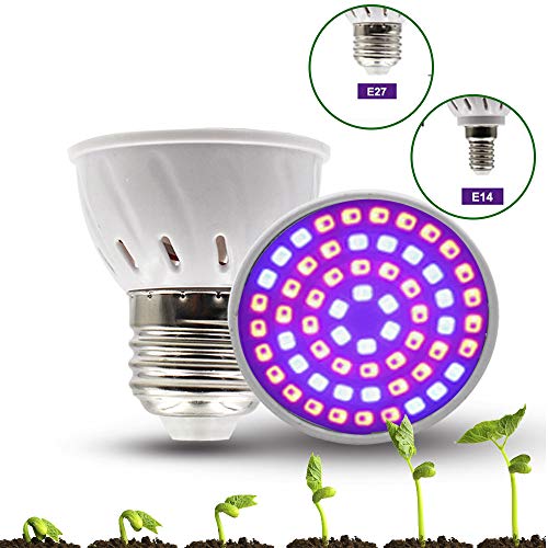 Haplws Bombilla de Crecimiento LED E27 E14 Plantas de Flores Lámpara de Crecimiento Luces hidropónicas para Plantas de Interior Invernaderos Jardín