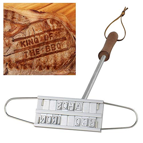 HAPPYGOU BBQ Barbecue Branding Iron Signature Nombre Marking Stamp Tool Carne Steak Burger 55 x Letras y 8 Espacios