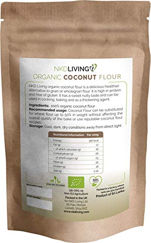 Harina de coco orgánica (1 kg) de NKD Living - Certificación orgánica de Soil Association