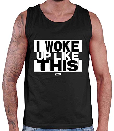 Hariz I Woke Up Like This Sprüche - Camiseta de tirantes para hombre (incluye tarjeta de regalo) Negro XXXL