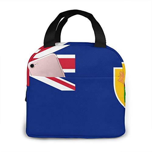 Hdadwy Bolsa de almuerzo reutilizable Fiambrera aislada Tela de lona con papel de aluminio, Bandera de las Islas Turcas y Caicos Bolso de mano para el almuerzo Fordable